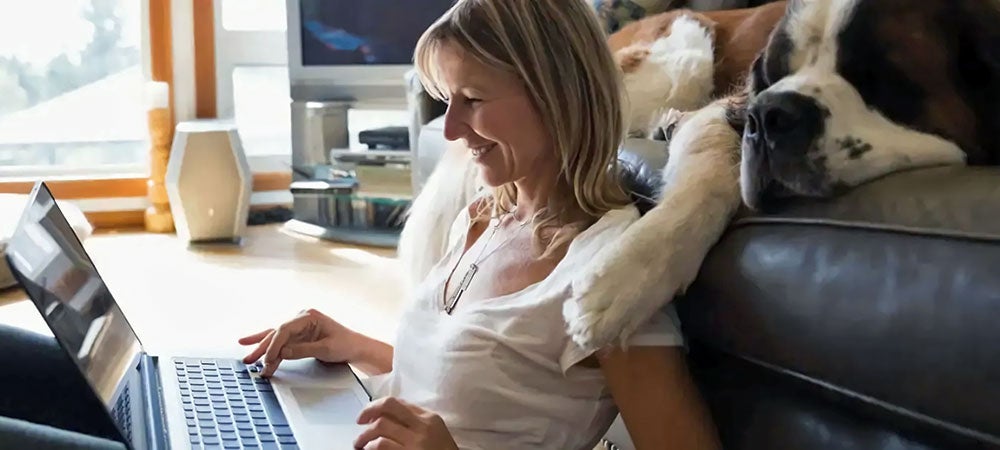 Woman at home on a laptop